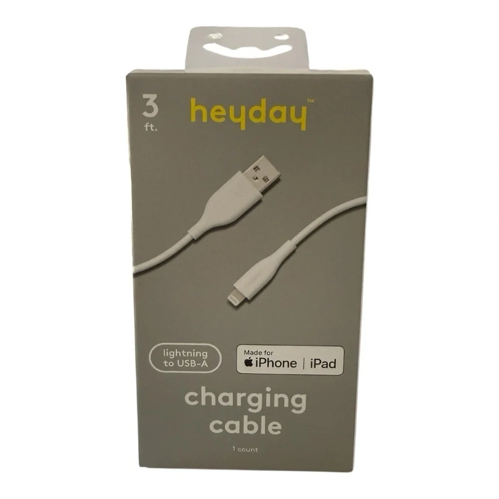 Heyday 3 ft Lightning to USB-A Charging Cable – Made for iPhone/iPad –New in Box